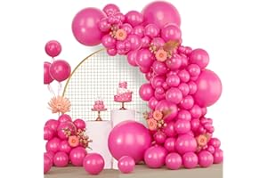 LUOBITO Palloncini Rosa, 120 Pezzi Kit Arco Palloncini Rosa Fucsia, 18 12 10 5 Pollici Ghirlanda Palloncini Compleanno Matrimonio Battesimo Bambino Laurea Festa Decorazioni