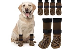 PICK FOR LIFE Hundesocken 2 Paar Anti-Rutsch Socken für Hunde Doppelseitige mit Verstellbaren Riemen für Innenbereich (Braun, L)
