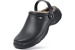 Hsyooes Zapatillas de Estar en casa Hombre Zuecos Mujer Invierno Zapatos de jardín Impermeable Pantuflas Forro Pelusa Caliente Zapatilla de Interior