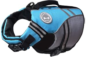 VIVAGLORY Sportstil Schwimmweste für Hunde mit Hervorragendem Auftrieb, Einstellbar & Langlebig Schwimmweste mit Sicherem Befestigungssystem für Kleine Hunde, Blau