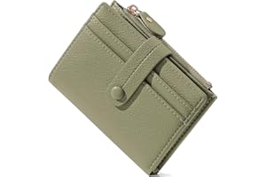 Mexgcom Portafoglio Donna Piccolo in Pelle da Donna, Mini Ladies Piccolo Portafoglio con Cerniera e Schermatura RFID, Squisito Piccolo Portafoglio Grande Capacità, Porta Carte di Credito (Verde)