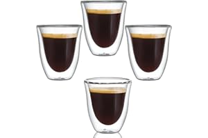 Bewunder Venezia Set di tazze da caffè (4 x 60 ml) in bicchieri a doppia parete, 4 pezzi