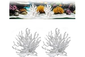 VIDSTW 2 Pezzi Corallo Artificiale 12,5 x 11,4 x 5 CM Bianco Decorazioni Acquario Acqua Dolce Design Realistico Decorazione Acquario Accessori Senza Sbavature per Terrari Marini Mini Acquari Tavolo