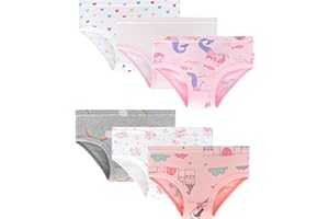 ARERWA Mädchen Unterhosen Kinder Unterwäsche Pantys Baumwolle Bequeme Slips Briefs Höschen Baby-Mädchen 6er Pack （2-8 Jahre）