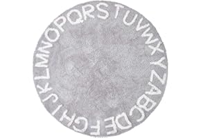 ‎WONDER SPACE Wonder Space Handgemachte ABC Alphabet Kinderspielmatte - Rutschfester Lernteppich aus Weicher Baumwolle mit Lernbuchstaben, Ideale Bodenteppichdekoration für Innenräume, Grau