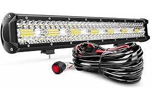 PICAA LED Light Bar 4x4, 420W 20 inch Spot Flood Combo Bar With Wiring Harness Waterproof Triple Rows Driving Off-Road Fog Light Truck Car ATV SUV UTE Boat 12v 24v