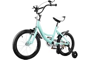 HUOMMGS Kinderfahrrad 16 Zoll Kinder Fahrrad für ab 5-8 Jahre Upgraded Jugend Fahrrad Kinderfahrrad mit Stützrädern Höhenverstellbar Anfänger Fahrrads für 100–135 cm Jungen & Mädchen