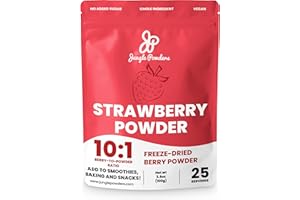 Poudre de Fraises Jungle Powders – 100g de Poudre de Fraises Lyophilisée Rouge Vegan Friendly 100% Naturelle Sans OGM – Superaliment Poudre de Fraises pour Cuisiner