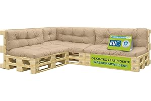 ‎PILLOWS24 Pillows24 Palettenkissen 8-teiliges Set | Palettenauflage Polster für Europaletten | Hochwertige Palettenpolster | Palettensofa Indoor & Outdoor | Erhältlich Made in EU | Cappuccino
