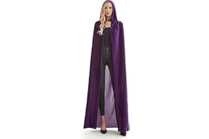 A-SZCXTOP Halloween Vampire Capes,Velvet Hooded Cloak for Women & Men,Masquerade Party Robe Cosplay Costumes for Adult (150cm/59inch, Purple)