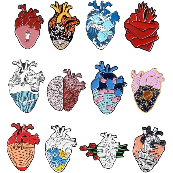 Spilla vintage a forma di cuore con strass rossi, spilla a forma di