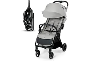 KK KINDERKRAFT Kinderkraft APINO Passeggino Leggero fino 22 kg, Solo 7,5 Kg, Passeggino Da Viaggio, Pieghevole automatico, Schienale Regolabile In Posizione Sdraiata, Copertura Antipioggia, Grigio