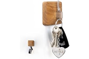 ‎BETOLZ BETOLZ® Design Schlüsselhalter Magnetisch aus Holz [‎7,5 x 7,5 x 2,5cm] Alternative zum Schlüsselbrett ohne Bohren/Schlüsselaufbewahrung zum Kleben - 1er