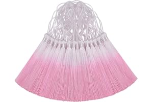 AOKBEAN 50 mini borlas de seda para manualidades, marcapáginas, lindas joyas, cuentas de resina, aretes de niña, llavero, graduación, llave pequeña, costura de tela de cinta larga, decoración del hogar