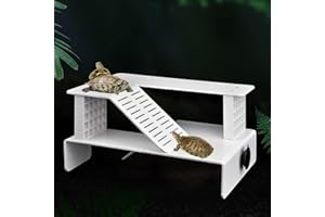 PANOONA Piattaforma, Isola Galleggiante per Tartaruga Rettile con Ventose per Acquario Serbatoio Tank Decor, Terrazzo per Aquarium, Arrampicata per Animali Semi Acquatici, bianco