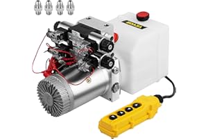 Happybuy Pompe hydraulique à double action - Unité d'alimentation hydraulique - Double solénoïde - Alimentation hydraulique 12 V CC - Réservoir de 4,5 litres - Pour remorque, levage de voiture