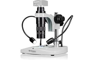 Bresser Microscopio DST-0745 Zoom 0,7X-4,5X para microscopio Digital y Fotos ultramakro con cámara C-Mount de hasta 1/2" con luz de Arriba y Abajo, Color Blanco