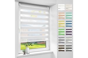 Bondfree Store Enrouleur Jour Nuit sans Perçage 80 x 150 cm, Blanc, Facile à Installer avec ou sans Perçage, pour Fenêtre ou Porte