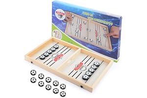 HellDoler Gioco da Tavolo da Hockey,Gioco di Hockey in Legno,Gioco da Tavolo Interazione,Ideale per Passatempo Genitore-Figli Dischi in Legno Giocattoli per Bambini,Bambine