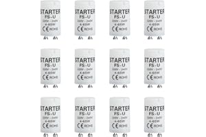 VULCYXA 12 Piezas Cebador Fluorescente, Lighting Starter para Tubos Fluorescentes, Compatibles con Tubos de 220-240V, Arranque Rápido y Eficiente, Ideal para Iluminación Residencial y Comercial (4-65W)