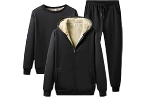 Jamron Homme Grande Taille 2 Pièces/ 3 Pièces Hiver Ensemble de Survêtement à Doublure Polaire Vêtements de Sport de Jogging (S-6XL)