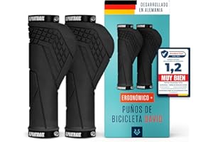 Alphatrail Puños Bicicleta Ergo David I Diseño ergonómico para una cómoda sensación de Agarre I Fuerte Montaje de los puños al manubrio de Ø 22mm I duraderos un Compuesto y Caucho ecológico