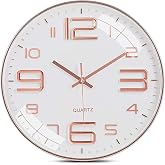 TEKCOOL Wall Clock 12" Silent Quartz Decorative Latest Wall Clock Non-Ticking Classic Clock Battery Operated Round Easy To Re