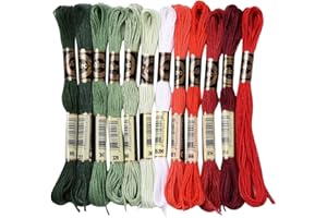 CABODYALS 12 Skeins 96M Embroidery Thread Bulk Cross Stitch Floss 6 Ply Christmas Color Variegated Friendship Bracelet String Polyester Threads for Jewelry Making Bracelet Knitting Stitch Supply