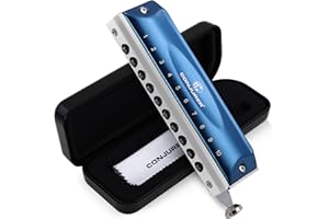 CONJURER Armónica Clave de Do, Armónica de Blues Diatónica de 10 Agujeros y 20 Tonos con Estuche, Arpa de Boca para Principiantes, Adultos, Niños, Profesionales, Estudiantes, Amigos, Regalos (Azul)