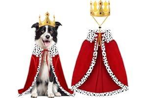 XIMISHOP 2PCS Halloween Dog King Cloak Costume，Cute Funny Halloween Dog King Cape with Crown Adjustable Pet King Cloak for Medium Dogs Large Cats Cosplay Party Supplies Accessories（M）