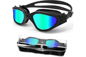 HOTSRACE Gafas de natación polarizadas Anti-vaho Protección UV Impermeable, Gafas Natación visión Clara fáciles de Ajustar para Hombres, Mujeres, Adultos y Adolescentes
