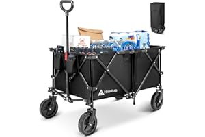 HIKENTURE Festival Trolley 200L Large Capacity, Heavy Duty Camping Trolley Cart with All-Terrain Wheels, Portable Utility Folding Wagon, Collapsible Trolley with Wheels for Beach, Sports, Shopping