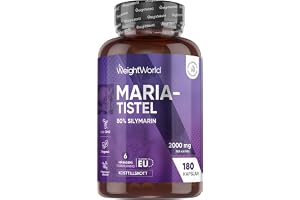 Mjölktistelkapslar – 2000 mg mjölktistelpulver – med 80% silymarinextrakt – 180 kapslar (6 månaders förbrukning) – vegansk & fri från magnesiumstearat – 1 kapsel dagligen – mjölktistel – WeightWorld