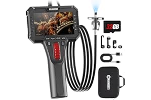 KAIWEETS Endoskopkamera mit Licht, 2-Wege artikulierte 210° Sonde (6,5 mm) mit Scrollradsteuerung, 1080P IPS-Display, 1,6 m halbstarres Kabel, IP67 Wasserdicht, für Auto, Heizung, Sanitär & Industrie