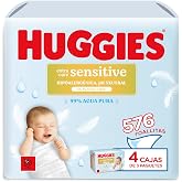 Huggies Extra Care Sensitive Baby Wipes, 99% Pure Water, 12 Packs of 48, Total 576 Wipes