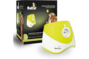 Climsom Lanceur De Balles Automatique pour Chien Ballouf Jouet Interactif avec 6 Balles – Batterie Rechargeable 5h – 3 Distances Réglables