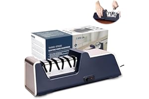 WINWJ Elektrischer Messerschärfer mit Diamant-Schleifmitteln und Präzisionswinkelführungen, Messerschleifer Elektrisch 3 Schärfwinkel mit Messerspäne-Sammlung für Küchen-, Outdoor-