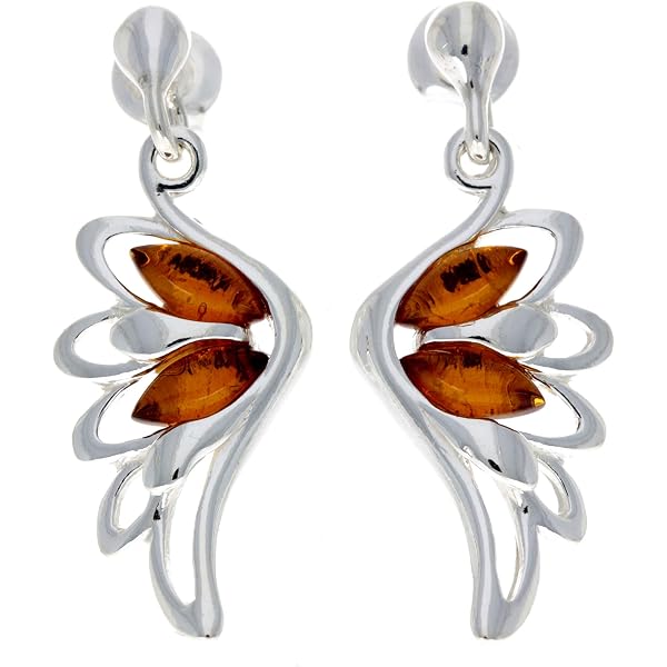 Noda 8494 – Orecchini A Perno In Vera Ambra Baltica E Argento 925, A Forma Di Farfalla, Con Certificato Di Autenticità, 1,5x1,1 Cm
