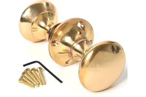 OKOIUM TANGDIAABBCC Polished Brass Victorian Rim Knob & Fixings - Mushroom Front Door Lock Handle Set