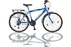 TALSON Vélo garçon 24 Pouces avec dérailleur Shimano 21 Vitesses et éclairage, Couleur Bleu TMX