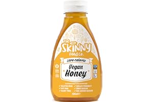 THE SKINNY FOOD CO Skinny Food Co Vegan Honey Syrup 425ml - Sugar Free Honey Zero Calorie Syrup For Breakfast, Coffee, Pancake, Snacks & Desserts - Vegan, Gluten-free, Keto & Paleo Friendly Skinny Syrups