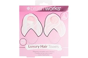 Brushworks Luxury Hair Towels – 2 Pack of Ultra-Absorbent Microfibre Hair Wraps for Quick Drying & Frizz-Free Hair, Soft, Lightweight & Vegan Friendly, One Size
