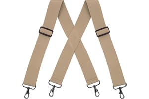 Buyless Fashion Tirantes para hombre - 48 "elásticos ajustables resistentes y 2" de ancho - espalda en X con ganchos negros