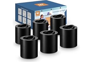 wowatt Lot de 6 Spots de Plafond Noir, Spot LED en Saillie Orientable, Plafonnier Spot avec Douille GU10, pour Modules GU10 et LED, Spot Plafonnier en Aluminium, Ø80x85mm, Rond(Sans lampe GU10)