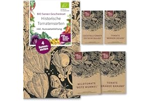 Magic Garden Seeds - Historische Tomatensorten (Bio) - Samen-Geschenkset mit 4 robusten Tomatensamen - Alte Sorten - Tomaten Samen - Hochwertige Pflanzensamen für den Gemüsegarten - Garten Geschenk