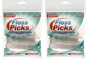 2 x Claradent 80 Floss Picks Waxed Nylon Thread Shred Resistant Dental Flosser