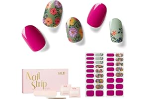 ‎NAILOG NAILOG Nagelfolie uv härtend,34 Stück Nagelsticker selbstklebend in Salonqualität, lang anhaltende Soft Gel Finish Nagelfolien Nails Starter Set für Frauen, Retro Jungle