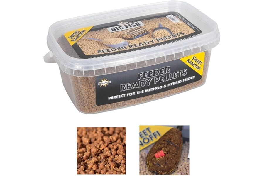 Dynamite Big Fish Feeder Ready Pellets | Sweet Banoffi 2mm 1.2kg | Match Carp Fishing Bait | Stick Perfectly to Any Feeder Straight out of the Bucket | Resealable | Code DY1890