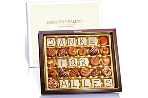 ‎PRALINENCLUB Pralinenbote - DANKE FÜR ALLES | Pralinen-Dankesbotschaft in der großen Geschenkbox | 30 Pralinen der Genussmanufaktur | 360g | Das exquisite Pralinen Dankeschön