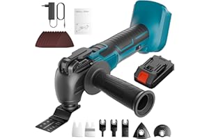 Ovshnrr Outil Multifonction Sans Fil Outils Oscillant Sans Fil avec 6 Vitesses Variables 6000-20000 RPM,Angle Oscillant 4° Moteur Sans Balais pour Enlever, Racler, Couper